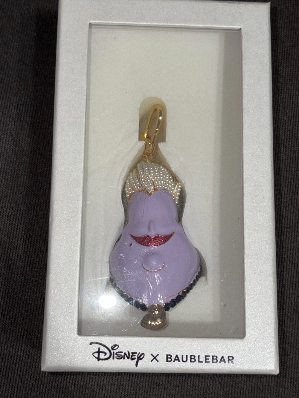 BaubleBar Lavender Ursula Enamel Charm with Gold keychain